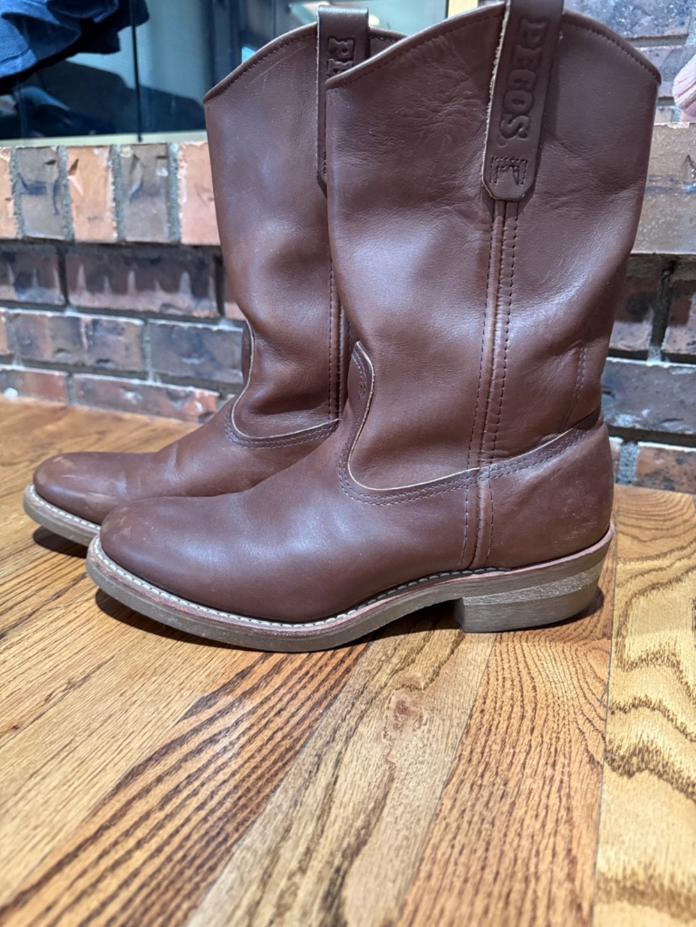 Red Wing 1155 Pecos Boots Brown Leather Pull-On Western Work Boots USA Men’s 8D